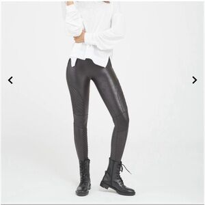 SPANX Faux Leather Moto Black Leggings